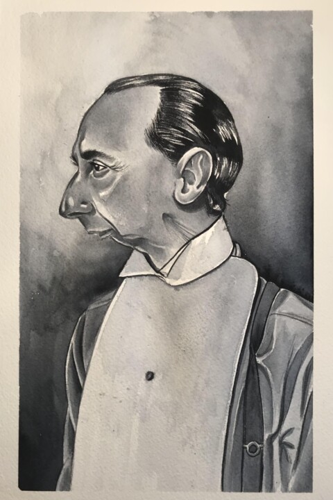 Painting titled "Chinny" by Fabrizio Acquisto, Original Artwork, Watercolor