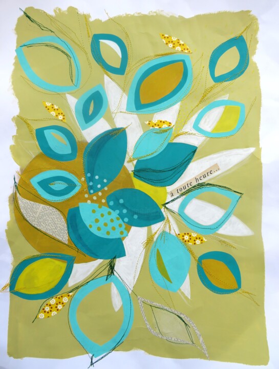 Collages titled "A toute heure ..." by Cécile Morillon, Original Artwork, Acrylic