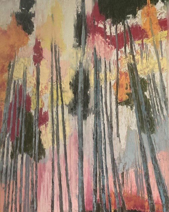 Painting titled "sous bois # 16 " by Guillaume De Baudus, Original Artwork, Oil
