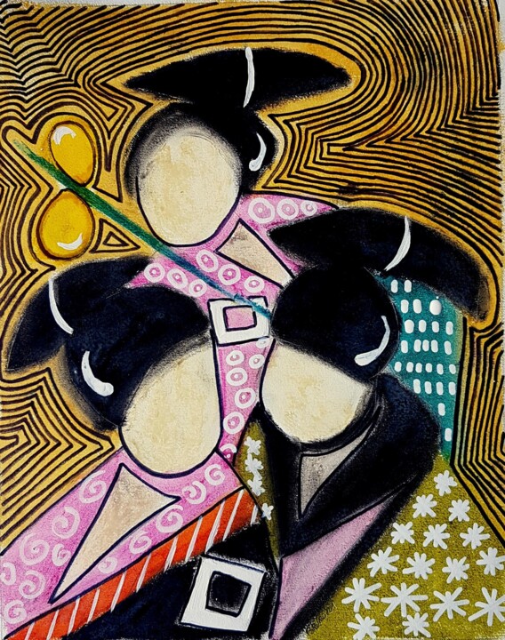 Drawing titled "3 samouraïs " by Bruno , Original Artwork, Paper