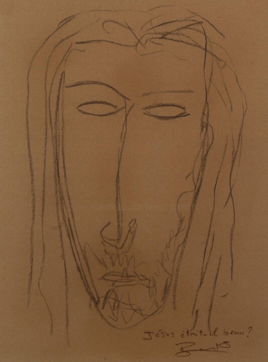 Drawing titled "Jésus était il beau…" by Bernard Bonnet, Original Artwork, Charcoal