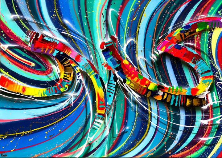 Painting titled "Black Trombone" by Alfredus, Original Artwork, Acrylic