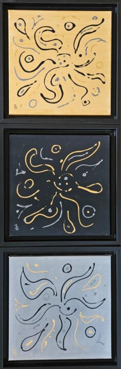 Peinture intitulée "Trilogie stellaire" par Mlg, Œuvre d'art originale, Acrylique