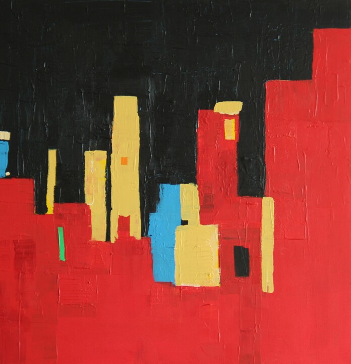 Painting titled "Balade colorée" by Eve Paradowski, Original Artwork, Acrylic Mounted on Wood Stretcher frame