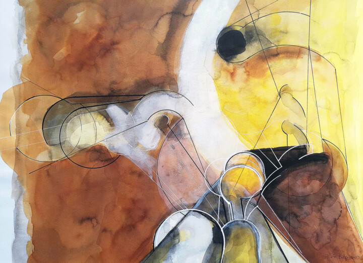 Painting titled "sans titre" by Rodin Sotolongo Zapata, Original Artwork, Watercolor