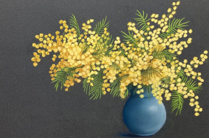 Drawing titled "Mimosa" by Ekaterina Kaneva, Original Artwork, Pastel
