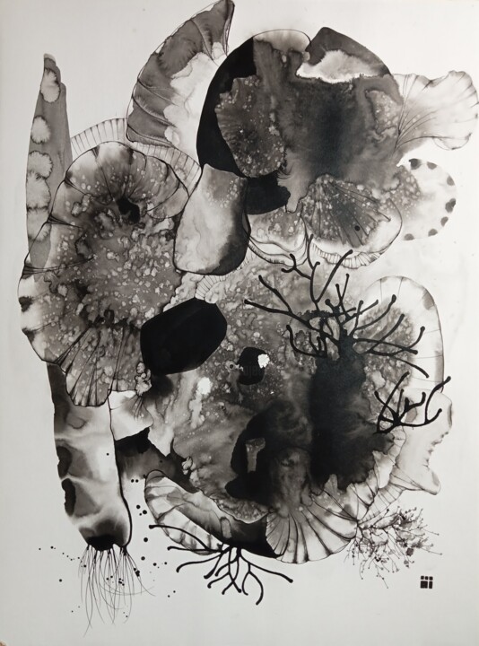 Painting titled "Coexistence / Dans…" by Eriko Matsuda, Original Artwork, Ink