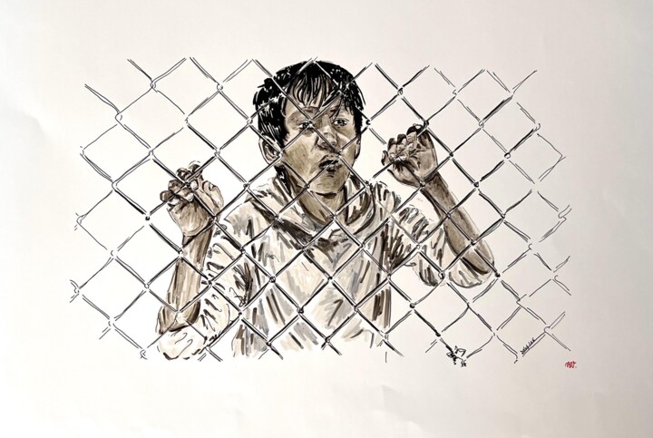 Le petit réfugié Drawing, 11.7x16.5 in