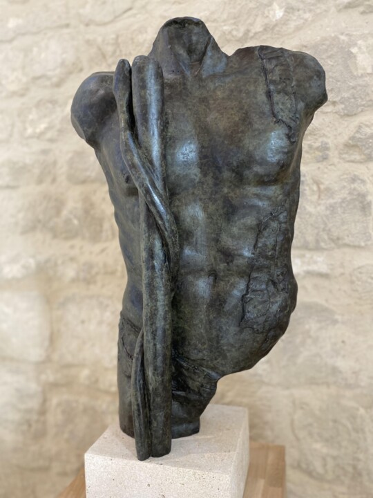 Sculpture titled "Esculape :Torse" by Jean Gabriel Mondié, Original Artwork, Bronze