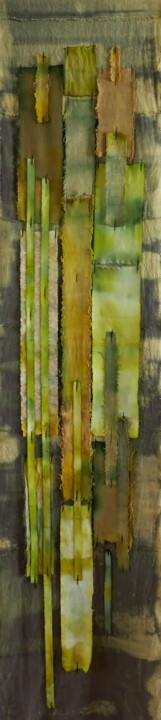 Textile Art titled "VERT NUMERO 3" by Swid, Original Artwork, Ink