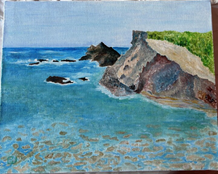 Painting titled "Ile du Gaou le Brus…" by Pierre Willaume, Original Artwork, Oil Mounted on Wood Stretcher frame