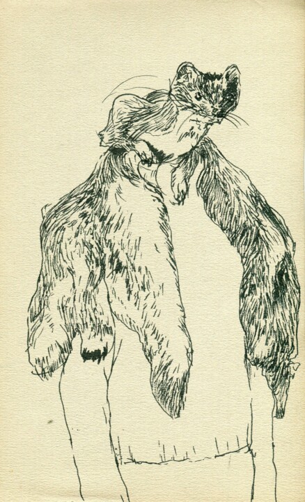 Dessin intitulée "La peau des bête" par Tereza Lochmann, Œuvre d'art originale, Fibre Textile
