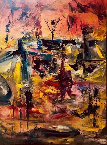 Painting titled "Tempête " by Spazi, Original Artwork, Fabric