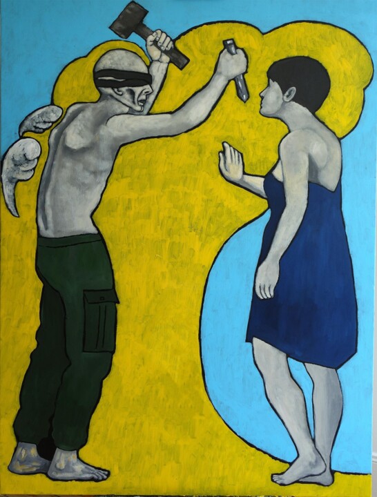 Painting titled "sculpter les nuages" by Guillaume Cord, Original Artwork, Acrylic