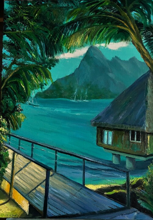 Peinture intitulée "Bora Bora" par Nicolas Dupuy, Œuvre d'art originale, Tissu