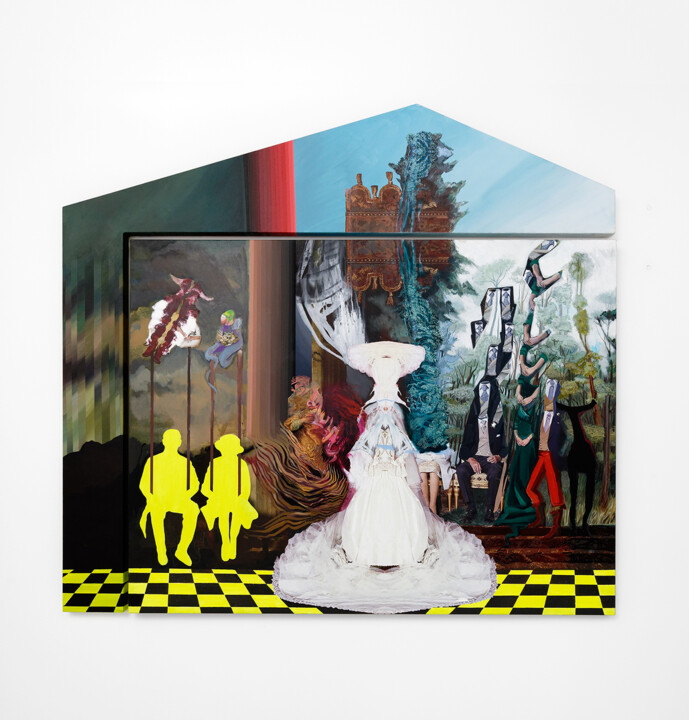 Painting titled "Madame Tussauds (He…" by Ramin Haerizadeh, Rokni Haerizadeh & Hesam Rahmanian, Original Artwork, Acrylic