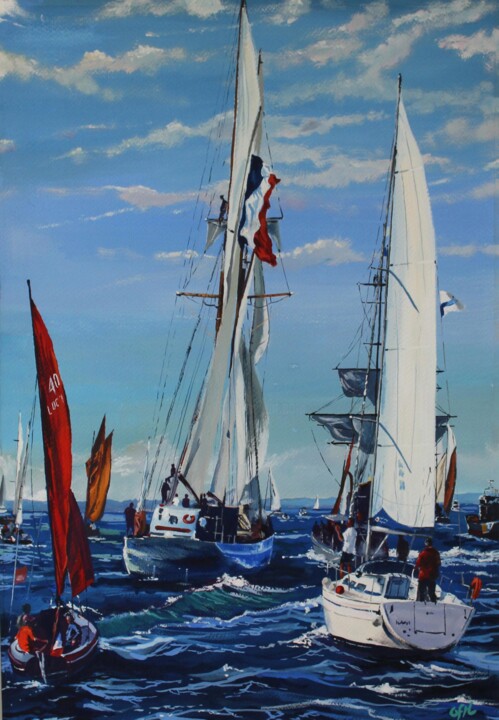 Painting titled "En ligne de mire (g…" by Ofil, Original Artwork, Gouache