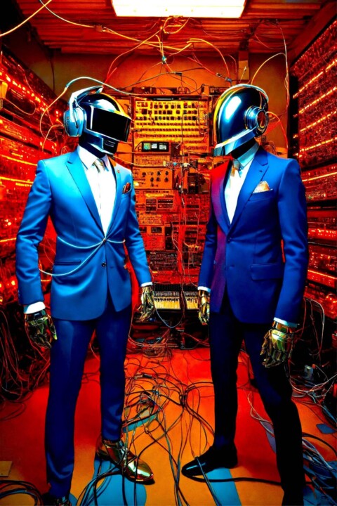 Photographie intitulée "Daft Punk Fashion W…" par Hiroshi, Œuvre d'art originale, Aluminium