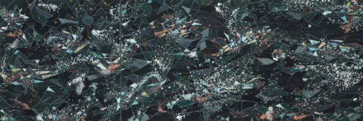 Peinture intitulée "Symbiotiks, tryptiq…" par Alain Blondel, Œuvre d'art originale, Huile