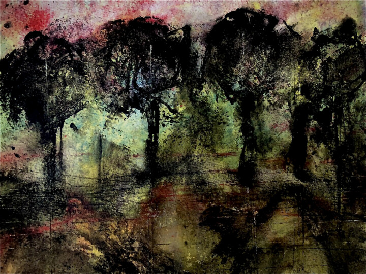 Painting titled "Avèze La nuit tombe " by Marcello Caballero, Original Artwork, Acrylic