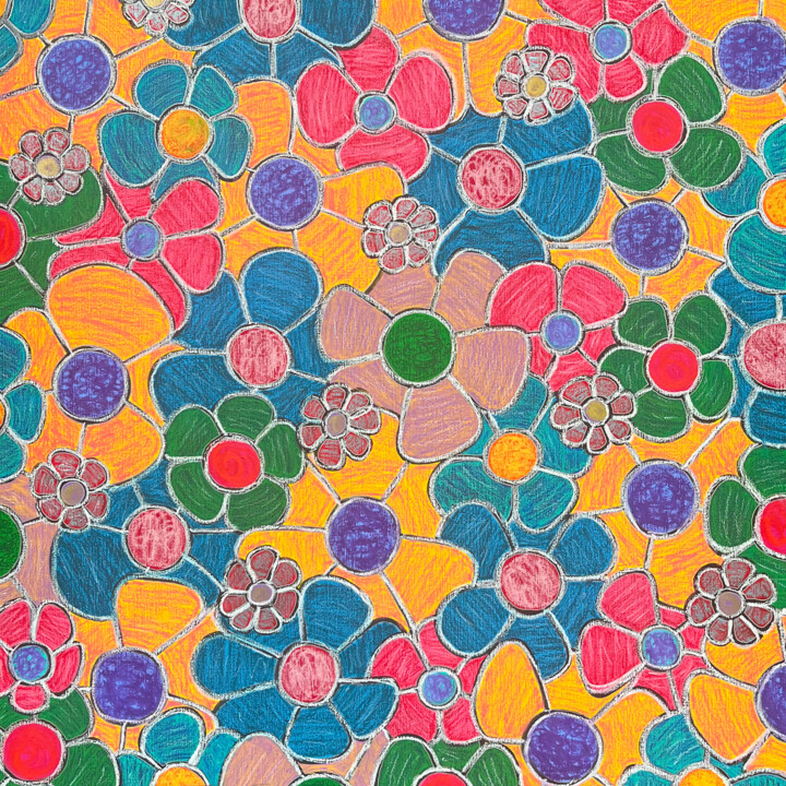 Painting titled "Jardin de fleurs #6" by Rio Gilmer Goncalves, Original Artwork, Acrylic