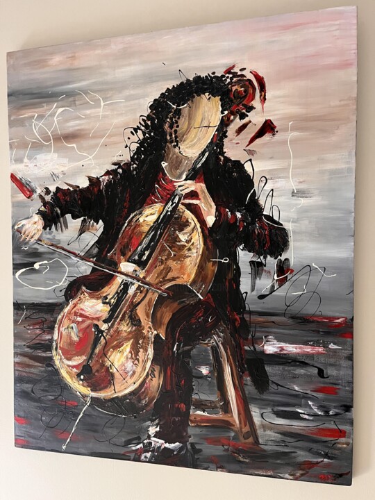 Peinture intitulée "Le violoncelliste" par Bdv, Œuvre d'art originale, Acrylique