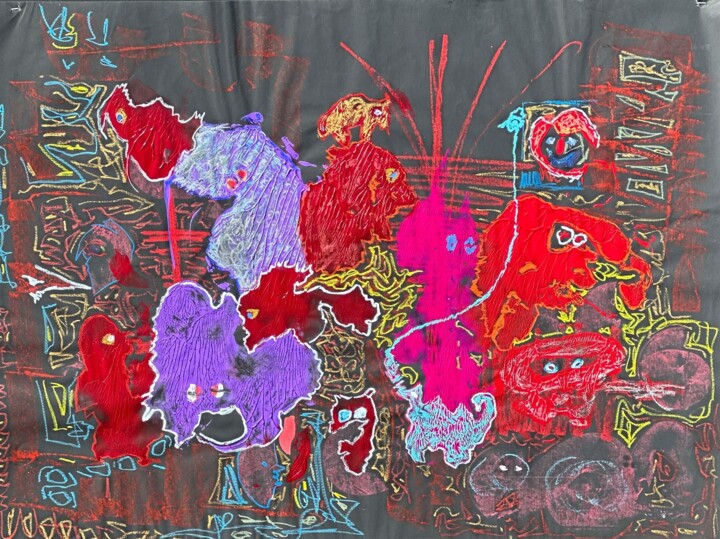 Painting titled "Carboard no title" by Lovek , Original Artwork, Acrylic