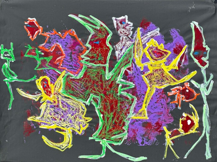 Painting titled "Carboard no title" by Lovek , Original Artwork, Acrylic