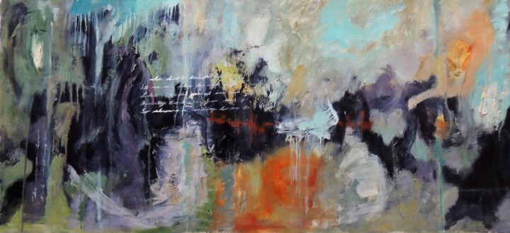 Painting titled "AU DELA DES HORIZON…" by Eleni Pappa Tsantilis, Original Artwork, Oil