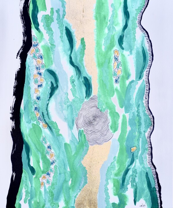 Green Lichen Pintura, 25,6x21,3 in