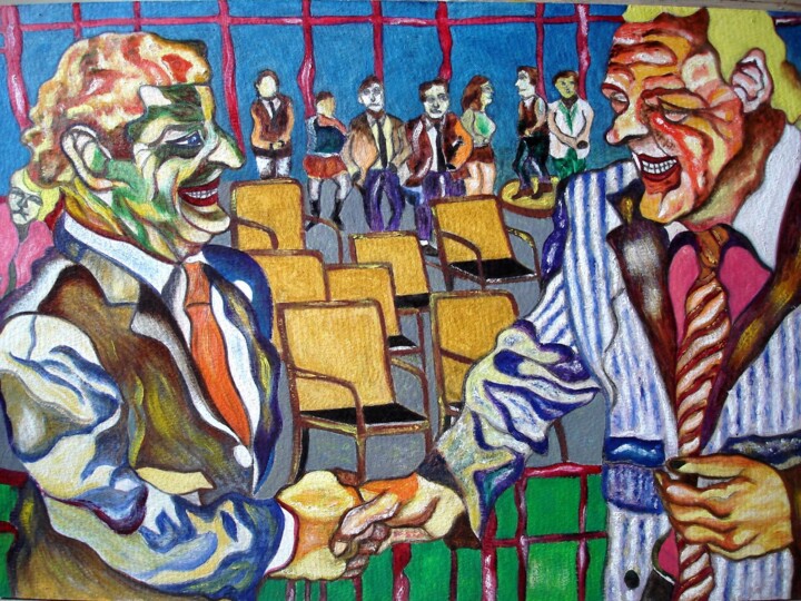 Textile Art titled "Les bonnes affaires " by Lautum, Original Artwork, Oil