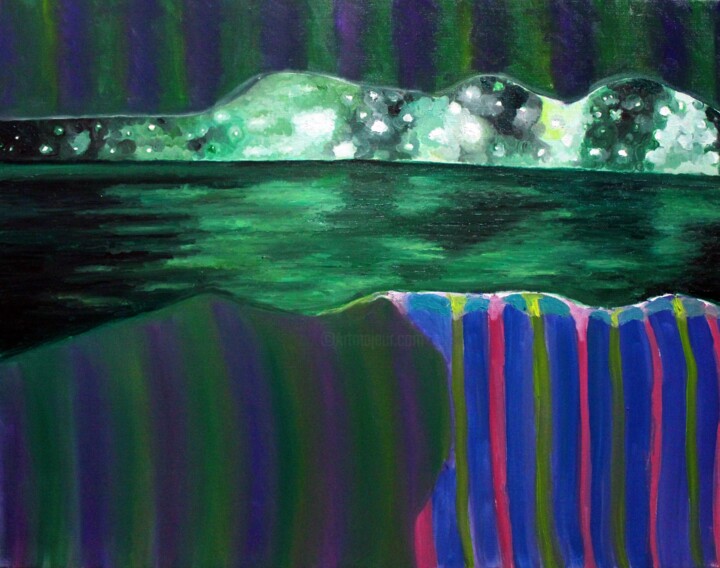 Painting titled "La nuit de la Coqui…" by Alice Goudon, Original Artwork, Fabric