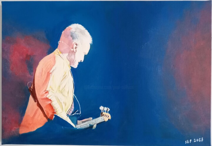 Painting titled "Sting in concert Ch…" by Paul Sullivan, Original Artwork, Acrylic Mounted on Wood Stretcher frame