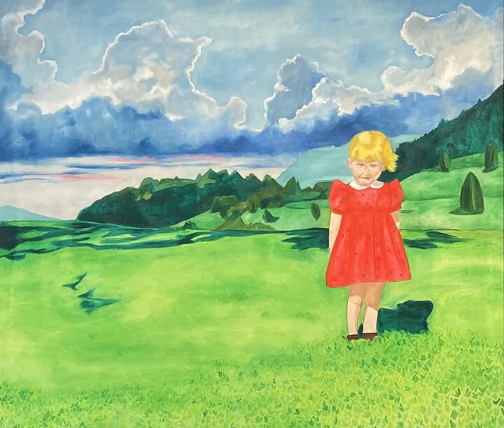 Painting titled "Jeanne" by Brice Mantovani, Original Artwork, Oil Mounted on Wood Stretcher frame
