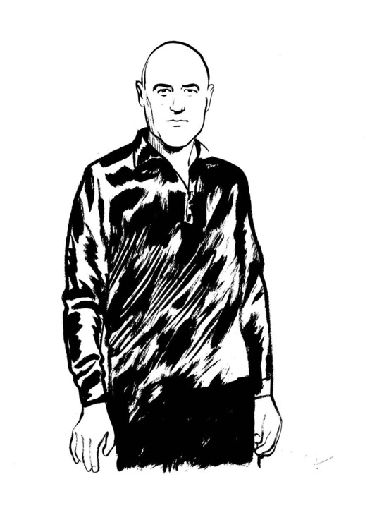 Drawing titled "DominiqueA" by Olivier Balez, Original Artwork, Ink