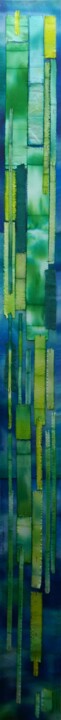 Textile Art titled "VERT NUMERO 1" by Swid, Original Artwork, Ink