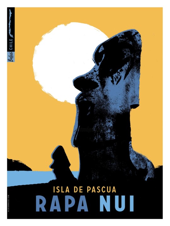Drawing titled "Rapanui" by Olivier Balez, Original Artwork, Fabric