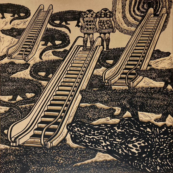 Printmaking titled ""Lux interior IX"" by Frederic Arditi, Original Artwork, Wood