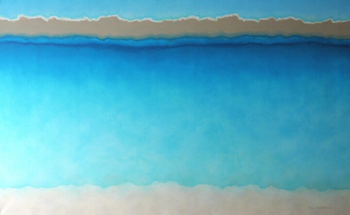 Painting titled "VIBRATIONS LAGON" by Luc Hautbout, Original Artwork, Acrylic