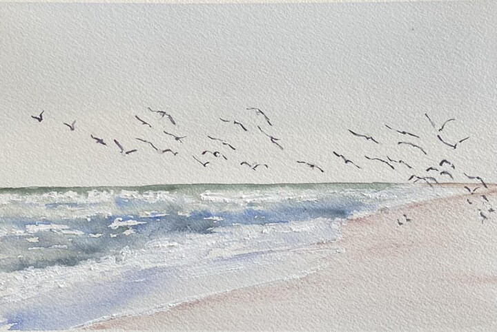 Painting titled "L envol" by Gabrielle, Original Artwork, Watercolor