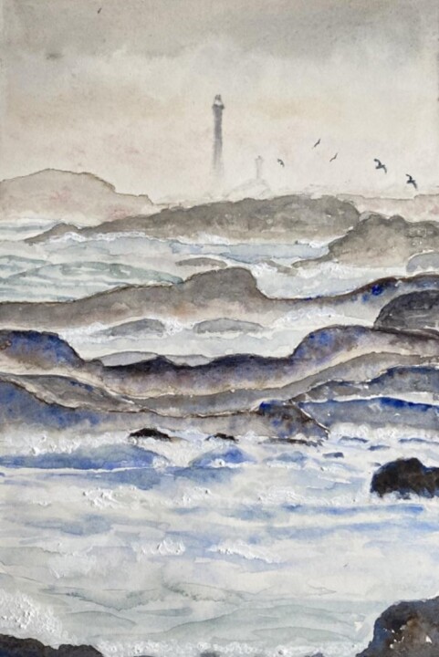 Painting titled "Ouessant" by Gabrielle, Original Artwork, Watercolor