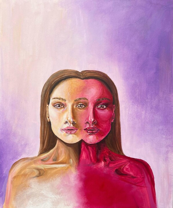 Peinture intitulée "Ange et démon" par Anna, Œuvre d'art originale, Acrylique