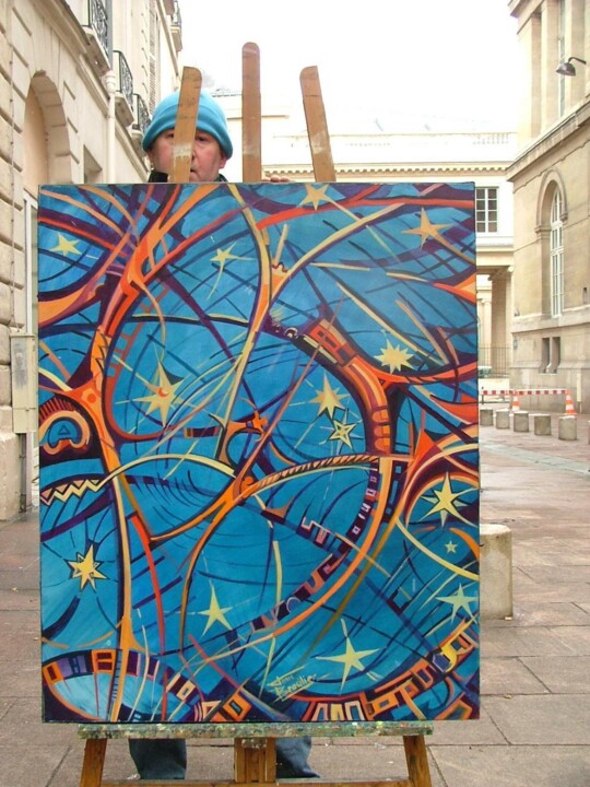 Painting titled "ETOILES FILANTES DB" by Dit Denis Brasil, Original Artwork, Fabric