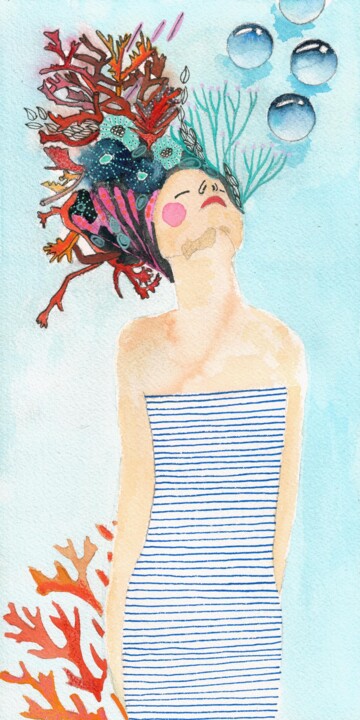 Femme corail 图画, 11.8x5.9 in