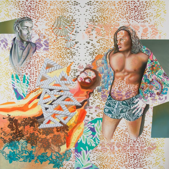 Painting titled "Parodie de quelques…" by Lina Karam, Original Artwork, Oil