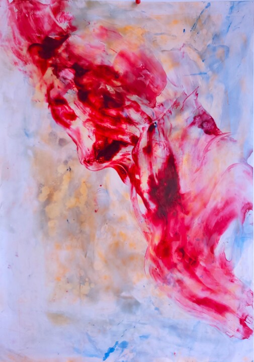Dessin intitulée "RUPTURE SANGLANTE" par Zahia, Œuvre d'art originale
