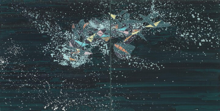 Painting titled "Symbiotiks, Diptyque" by Alain Blondel, Original Artwork, Oil