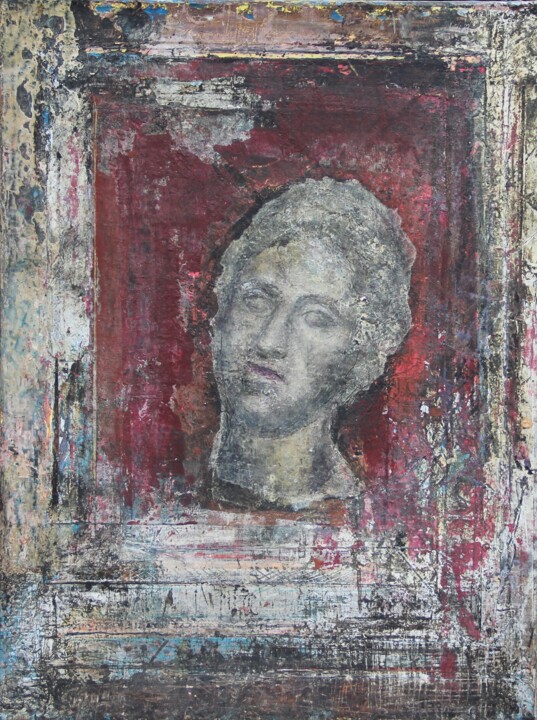 Painting titled "Antique Head" by Ilian Kolev, Original Artwork, Acrylic