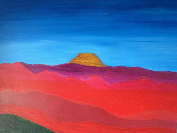 Peinture intitulée "Montagne rouge" par Violette Guardia Decoin, Œuvre d'art originale, Acrylique Monté sur Châssis en bois