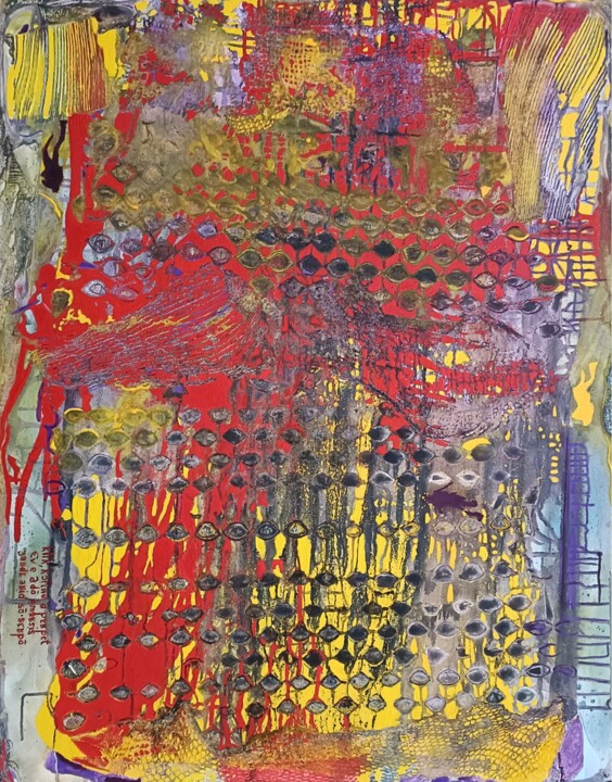 Peinture intitulée "Click, confinés à p…" par Géqi, Œuvre d'art originale, Acrylique Monté sur Châssis en bois